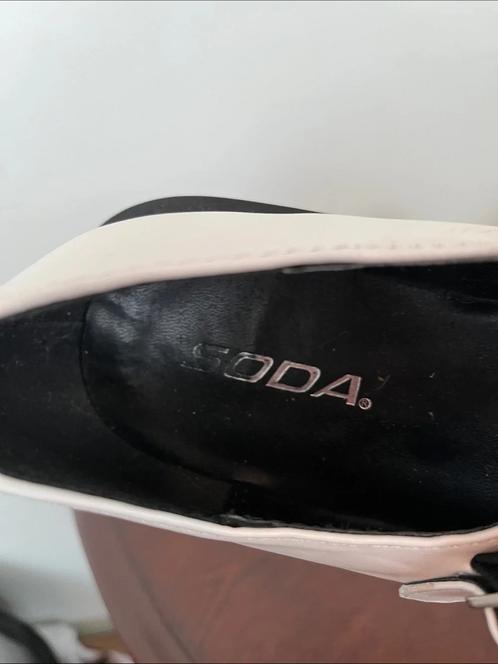 NWT Soda White T-Strap Mary Jane Platform Shoes with Black Sole